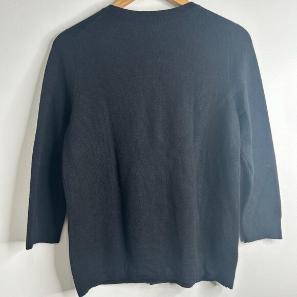 Bloomingdales Cashmere Sweater Womens L Black Embellished Ruffle Beaded Luxury - Picture 4 of 8